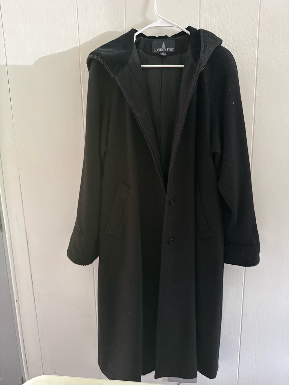 London Fog Black Hooded Trench Coat